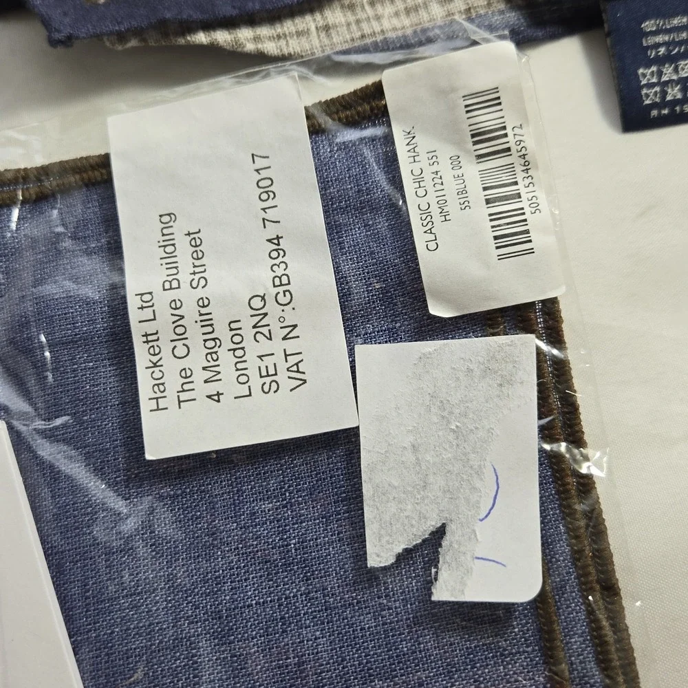 Hackett London Pocket Square Lot Of 3 Scarf 100% Linen Made in Italy NWT